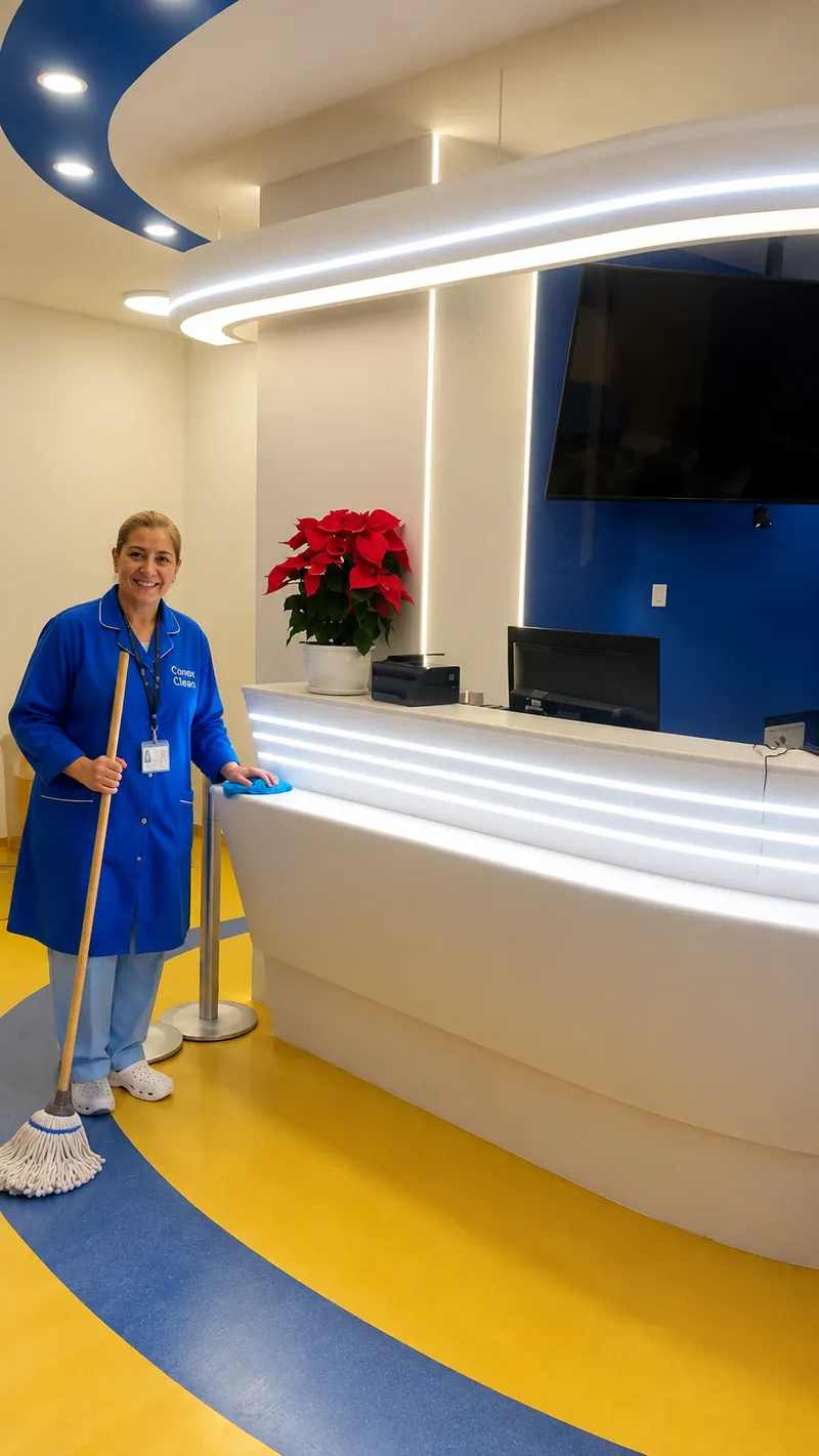 Curățenie la recepția unei clinici