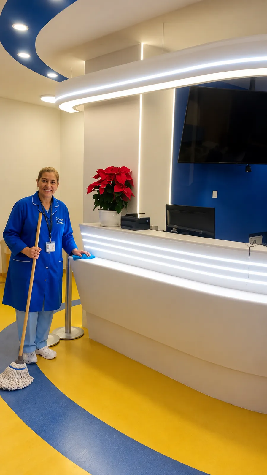 Angajată Conex Clean la recepția unei clinici